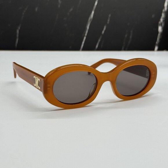 NEW CELINE CL40194U 45A ORANGE WOMEN OVAL SUNGLASSES CELINE - Picture 1 of 10
